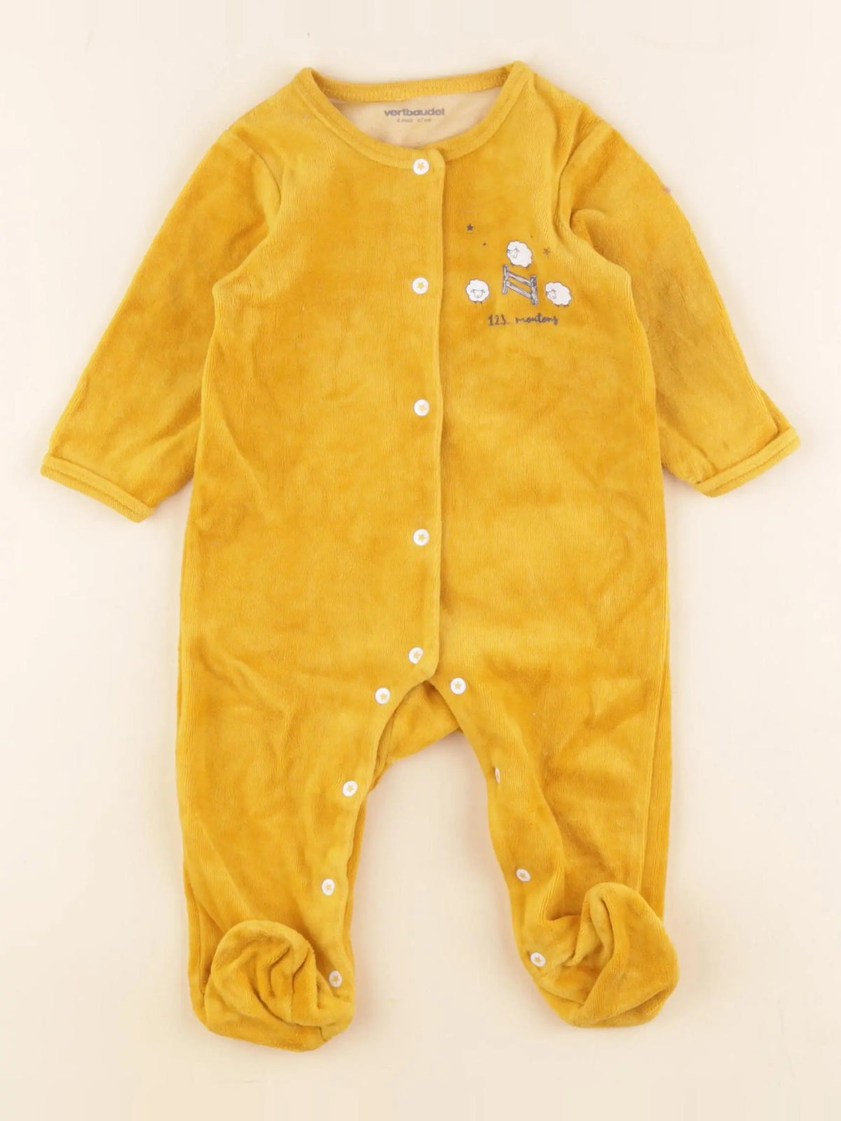 Vertbaudet - pyjama velours jaune - 6 mois