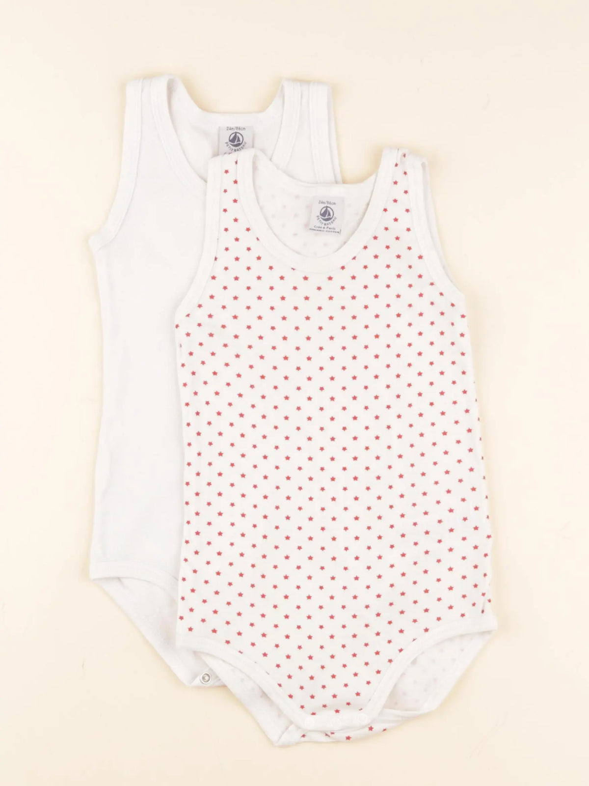 Petit Bateau - lot de 2 bodies en coton blanc - 24 mois