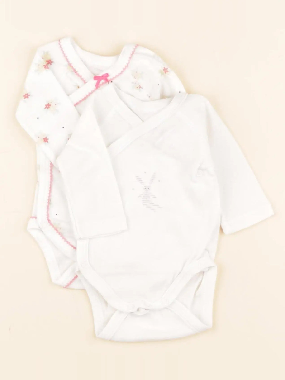Petit Bateau - lot de 2 bodies en coton blanc - 0 mois