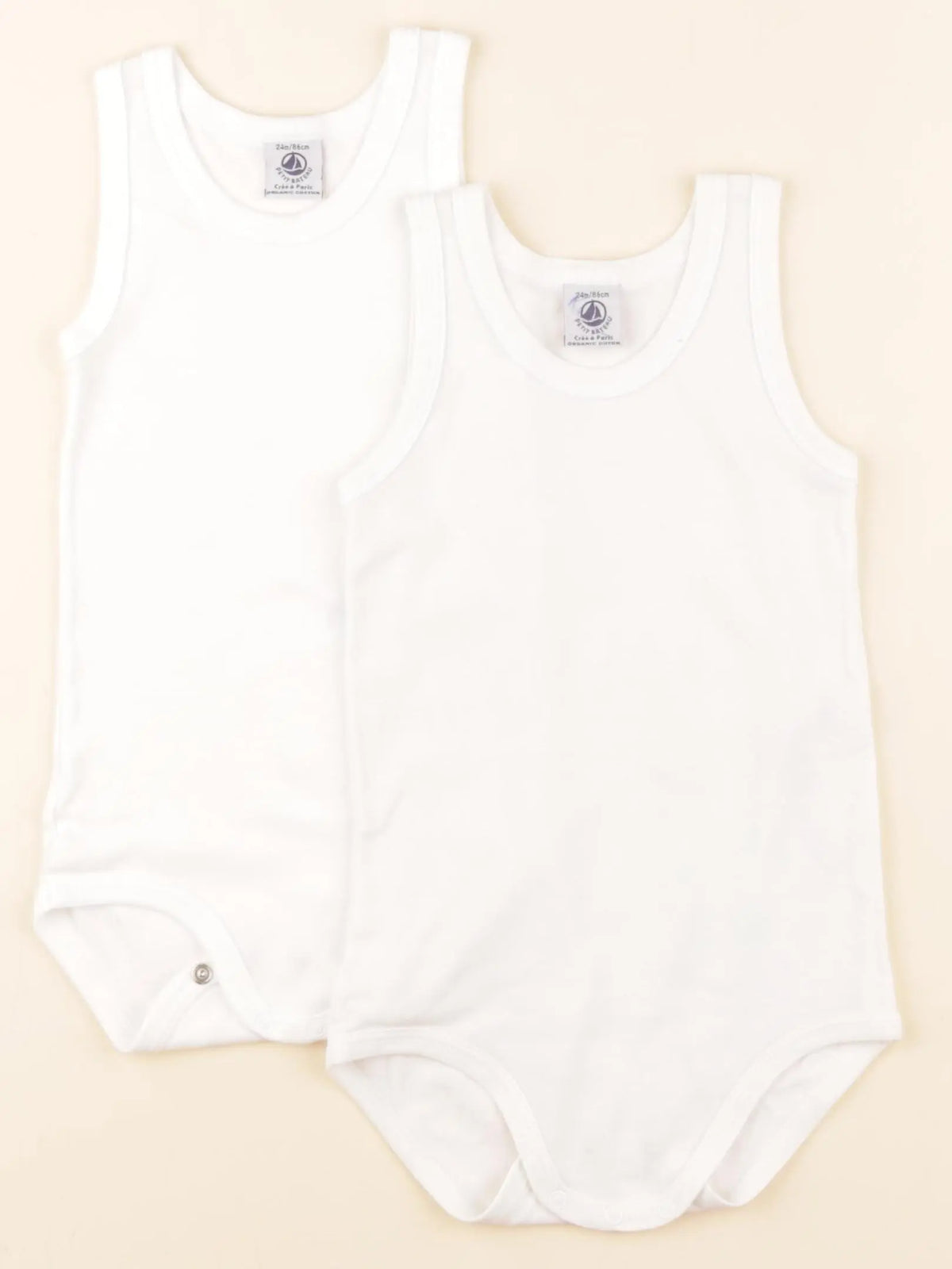 Petit Bateau - lot de 2 bodies en coton blanc - 24 mois