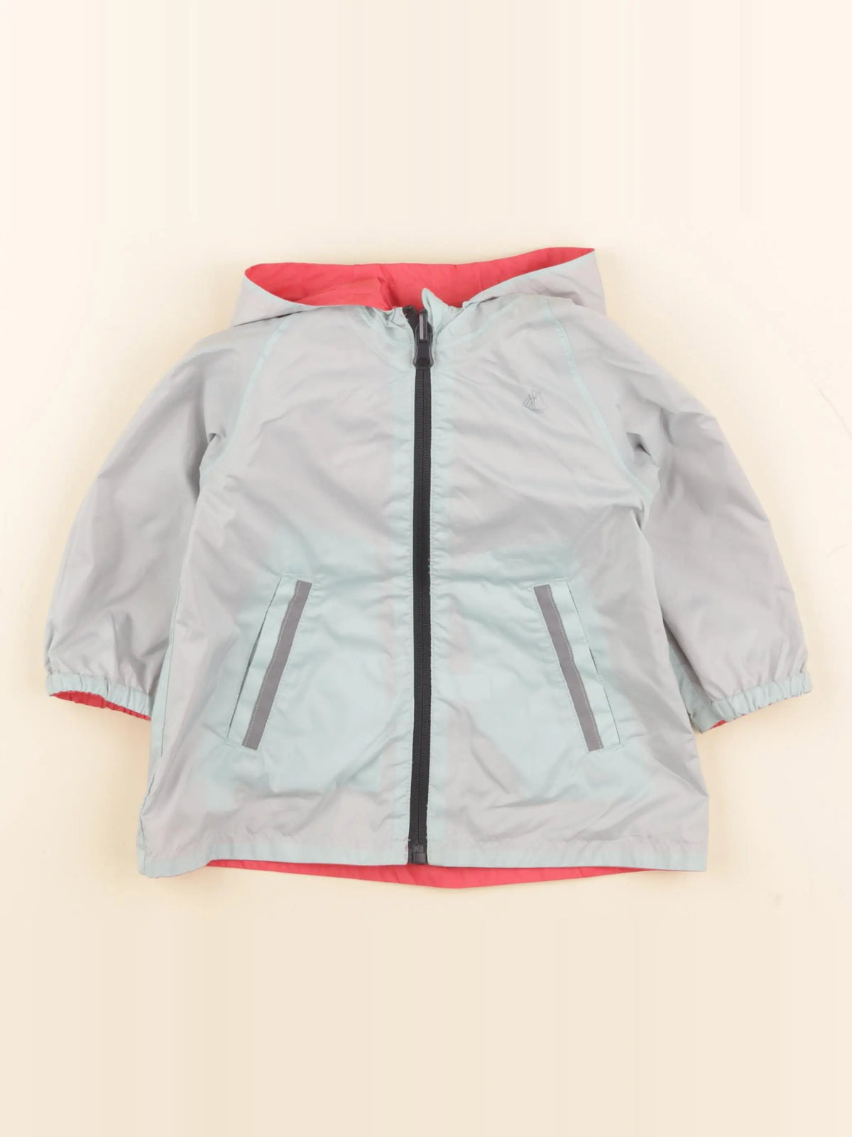 Petit Bateau - imperméable réversible bleu, rose - 18 mois