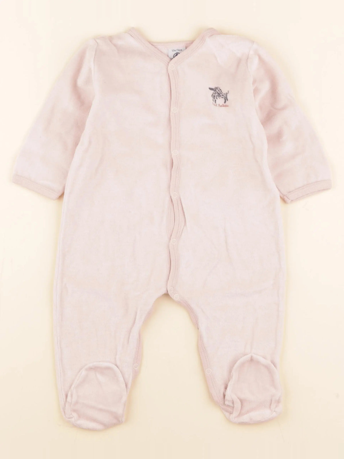 Petit Bateau - pyjama velours rose - 12 mois