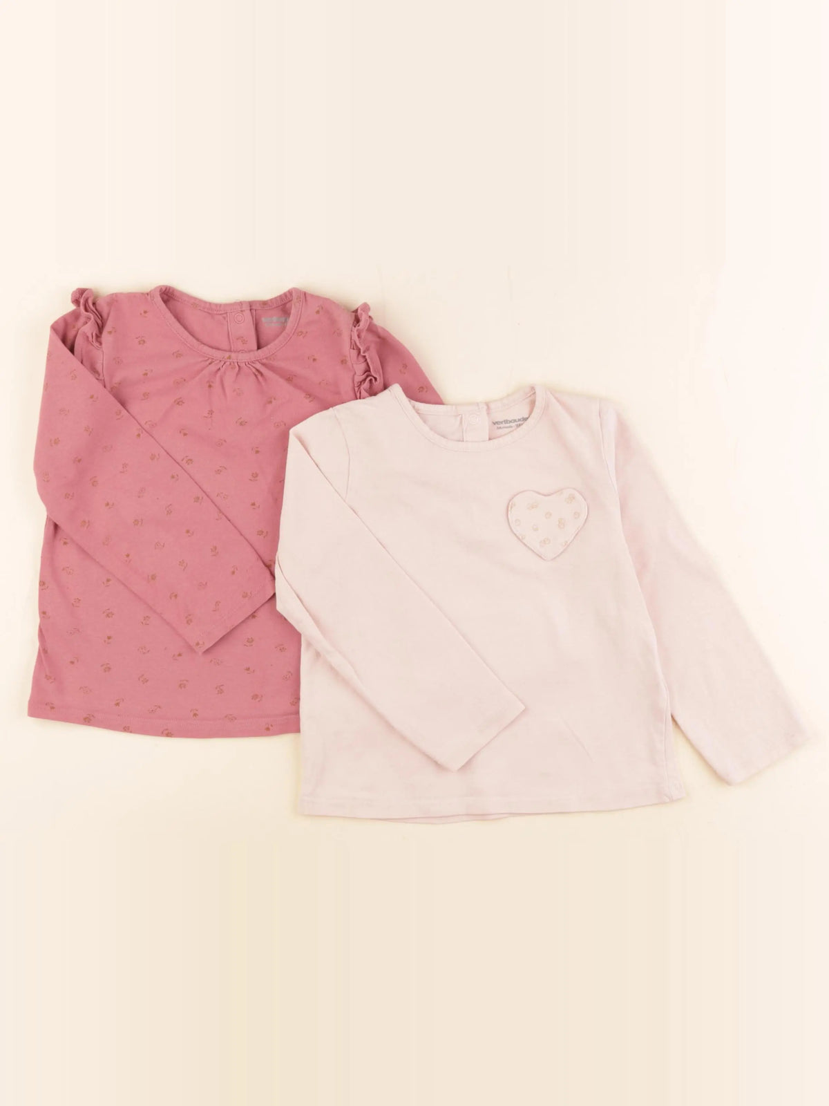 Vertbaudet - lot de 2 tee-shirts rose - 36 mois