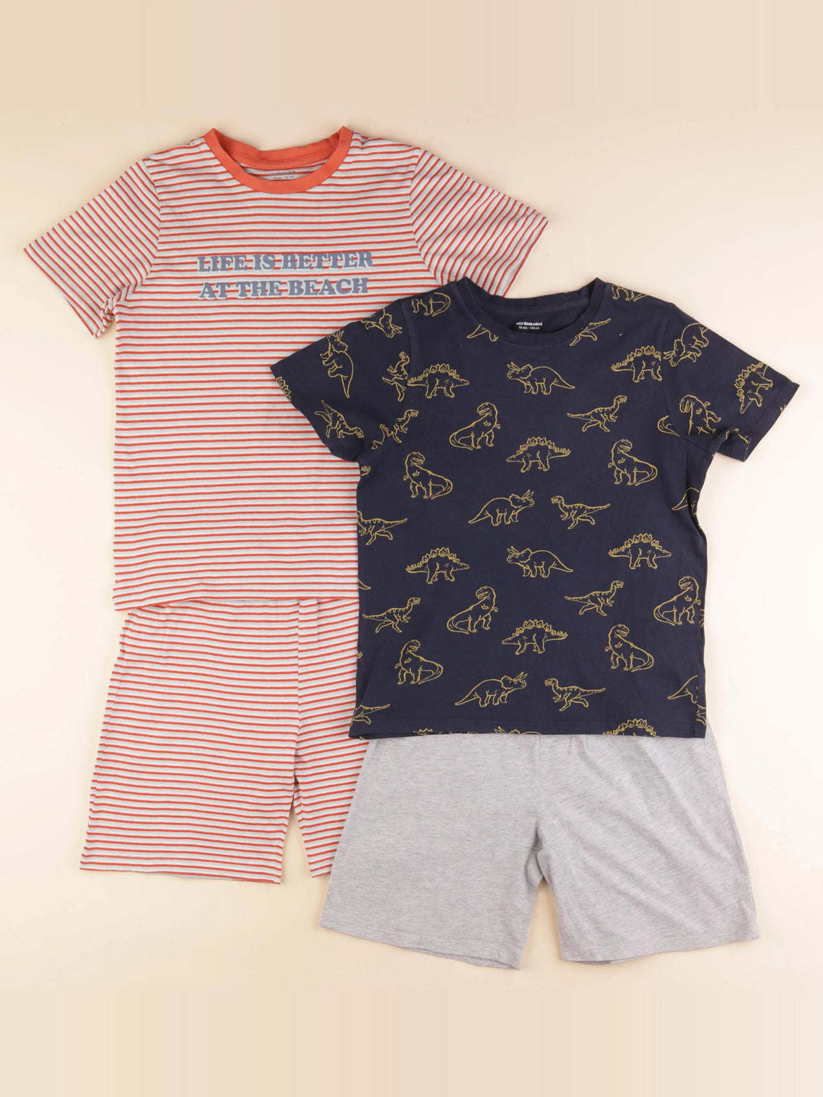 Vertbaudet - lot de 2 pyjamas coton orange, bleu - 10 ans