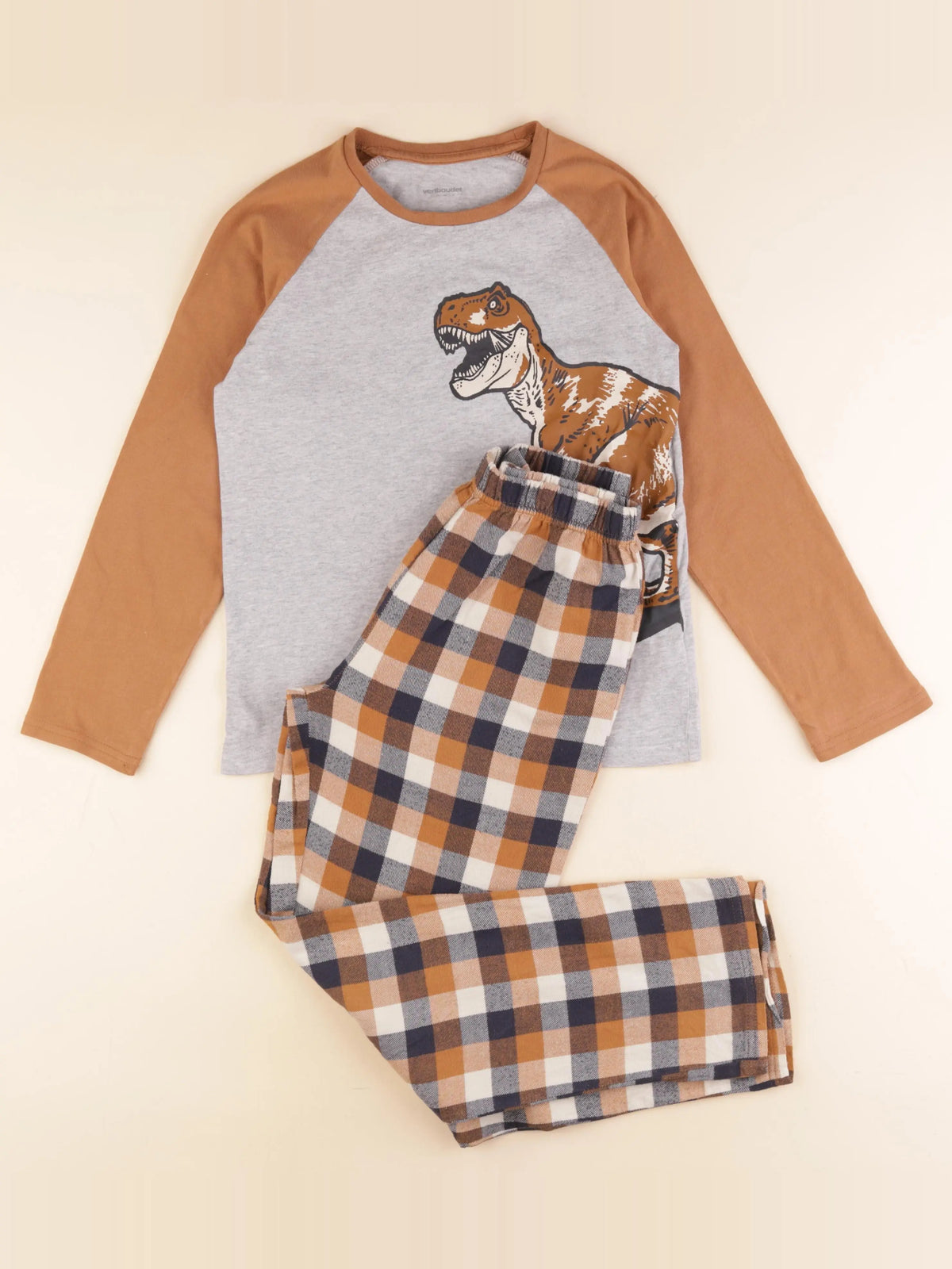 Vertbaudet - pyjama coton marron - 10 ans