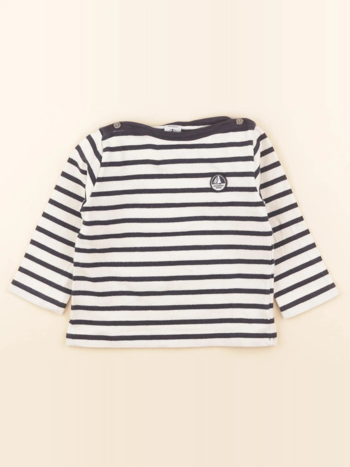Petit Bateau - tee-shirt blanc, bleu - 24 mois