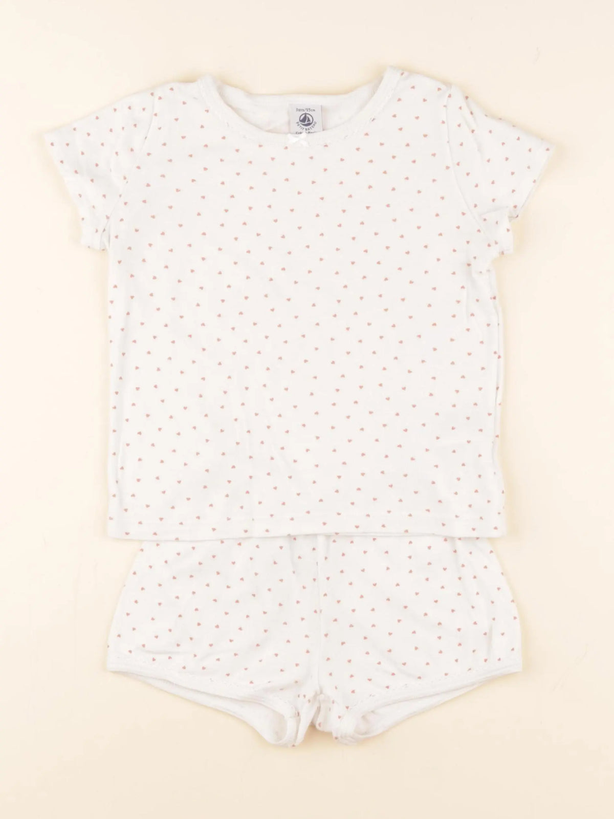 Petit Bateau - pyjama coton blanc, rose - 3 ans