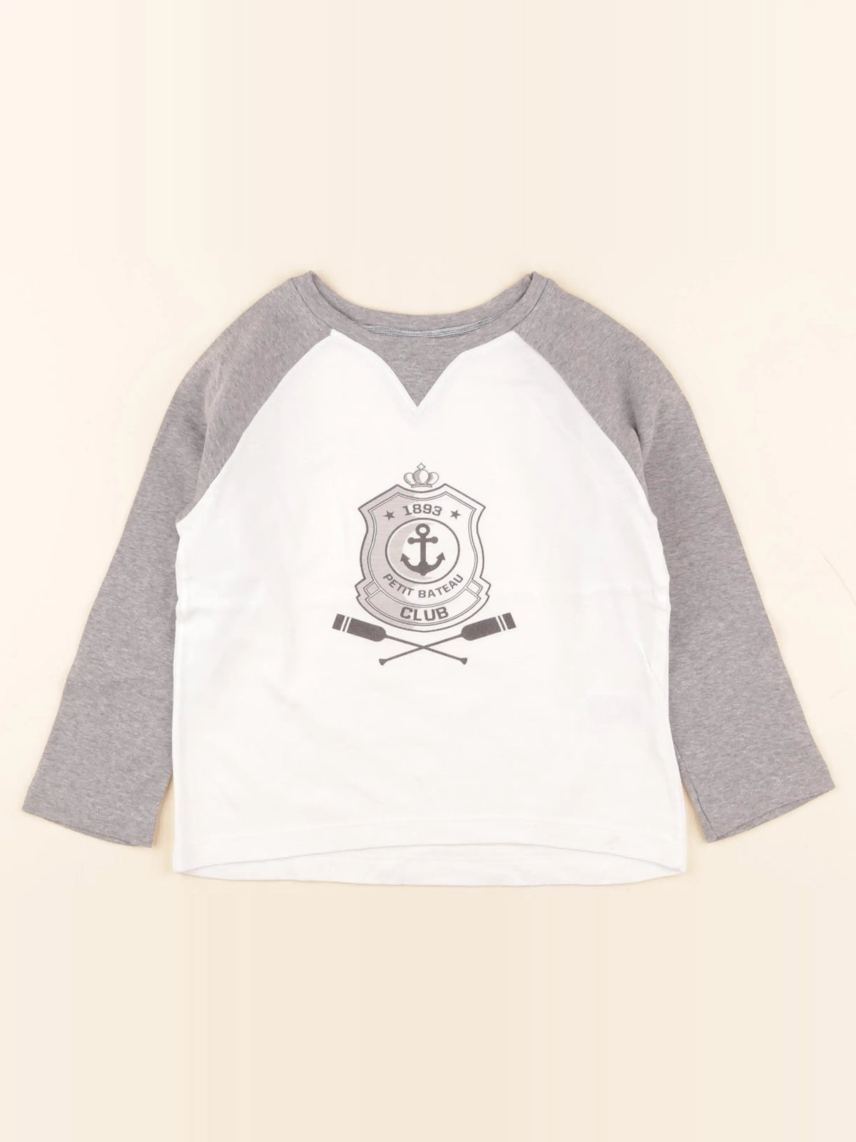 Petit Bateau - tee-shirt blanc, gris - 6 ans