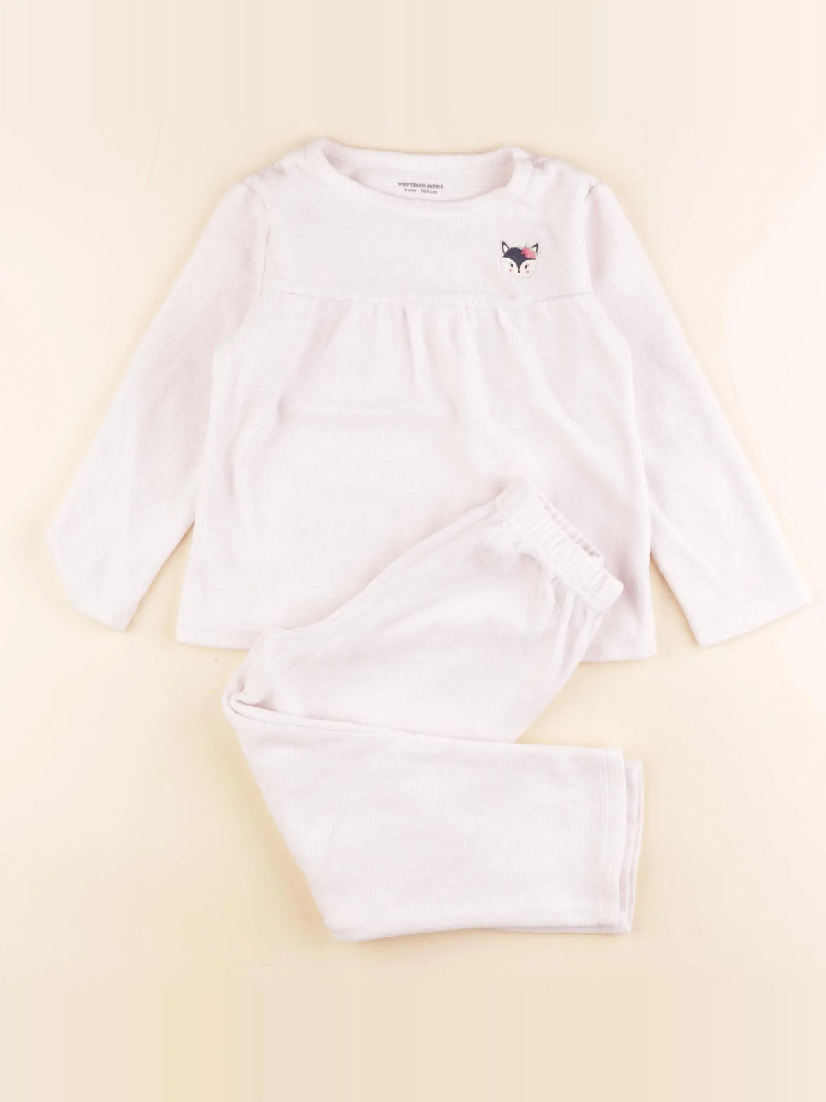 Vertbaudet - pyjama velours rose - 4 ans