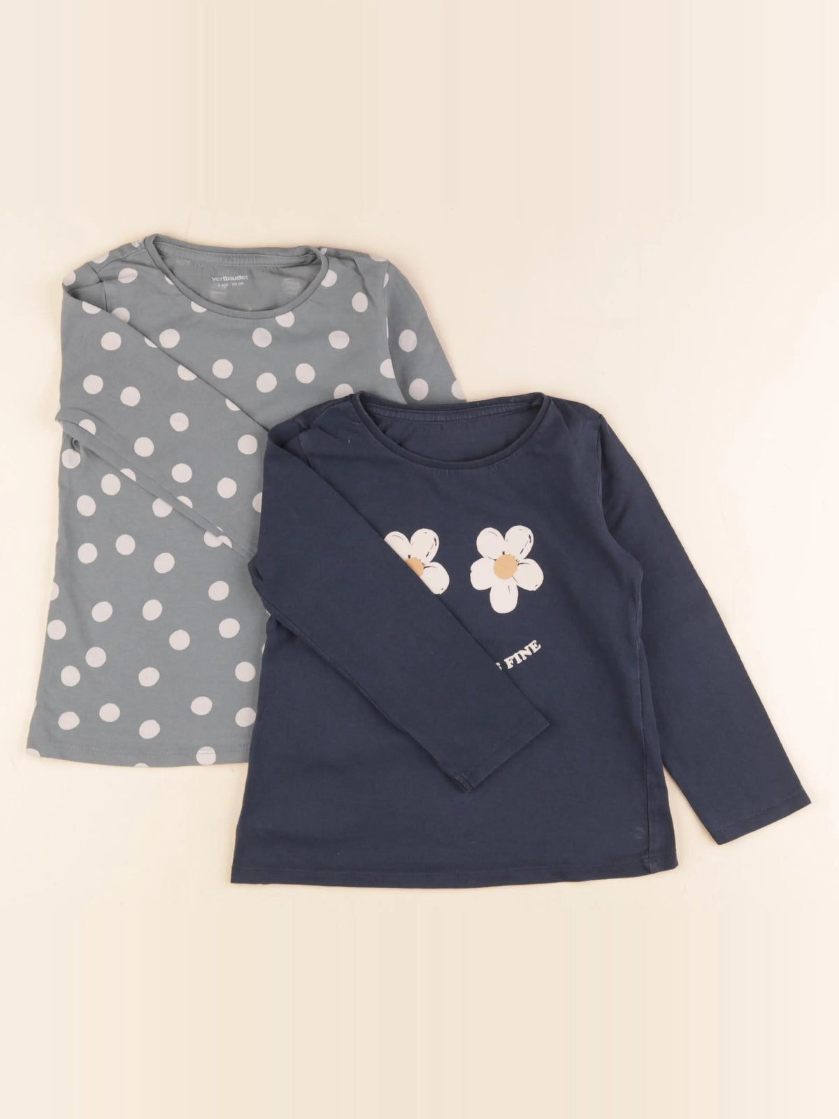 Vertbaudet - lot de 2 tee-shirts bleu, vert - 4 ans