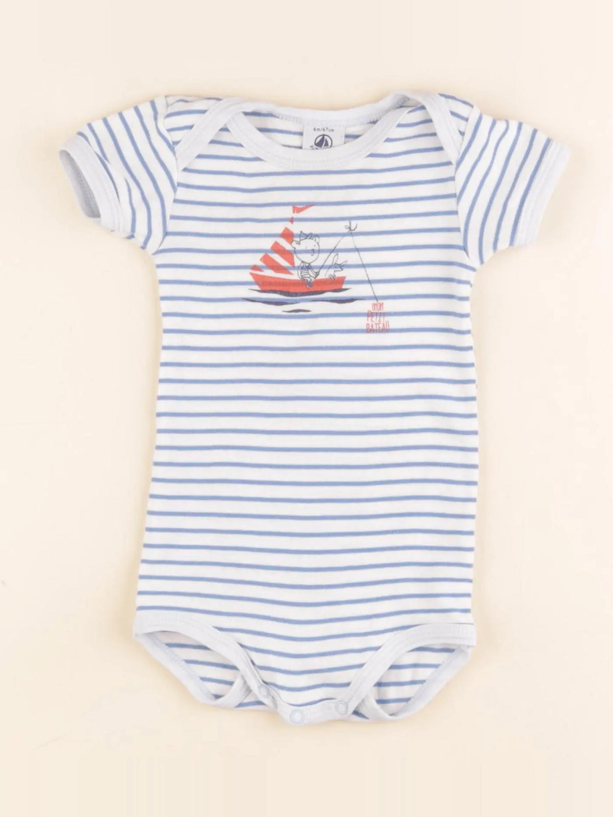 Petit Bateau - body bleu - 6 mois