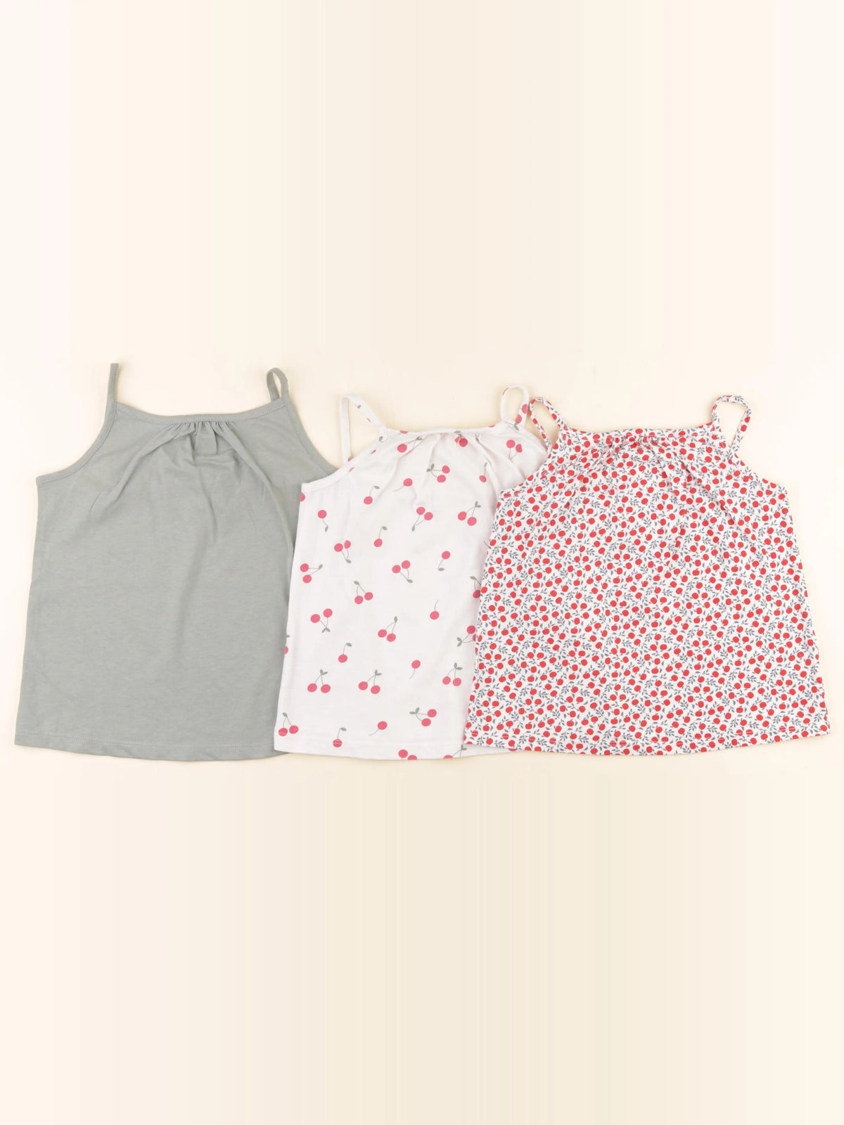 Vertbaudet - lot de 3 maillots de corps rouge, vert - 6 ans
