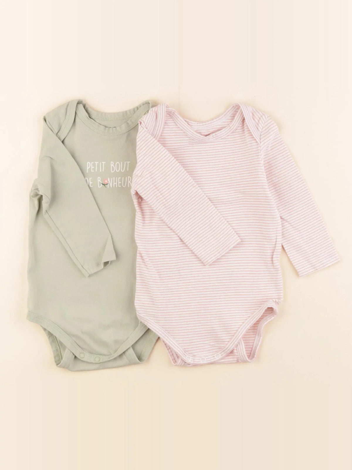 Tape à l'oeil - lot de 2 bodies en coton rose, vert - 12 mois
