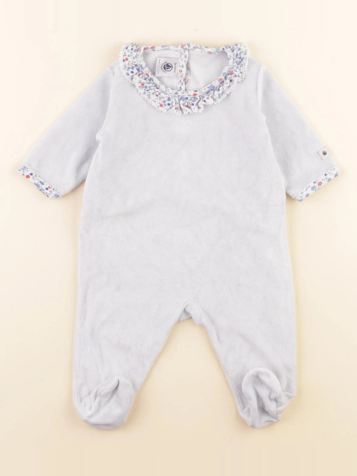 Petit Bateau - pyjama velours bleu - 3 mois