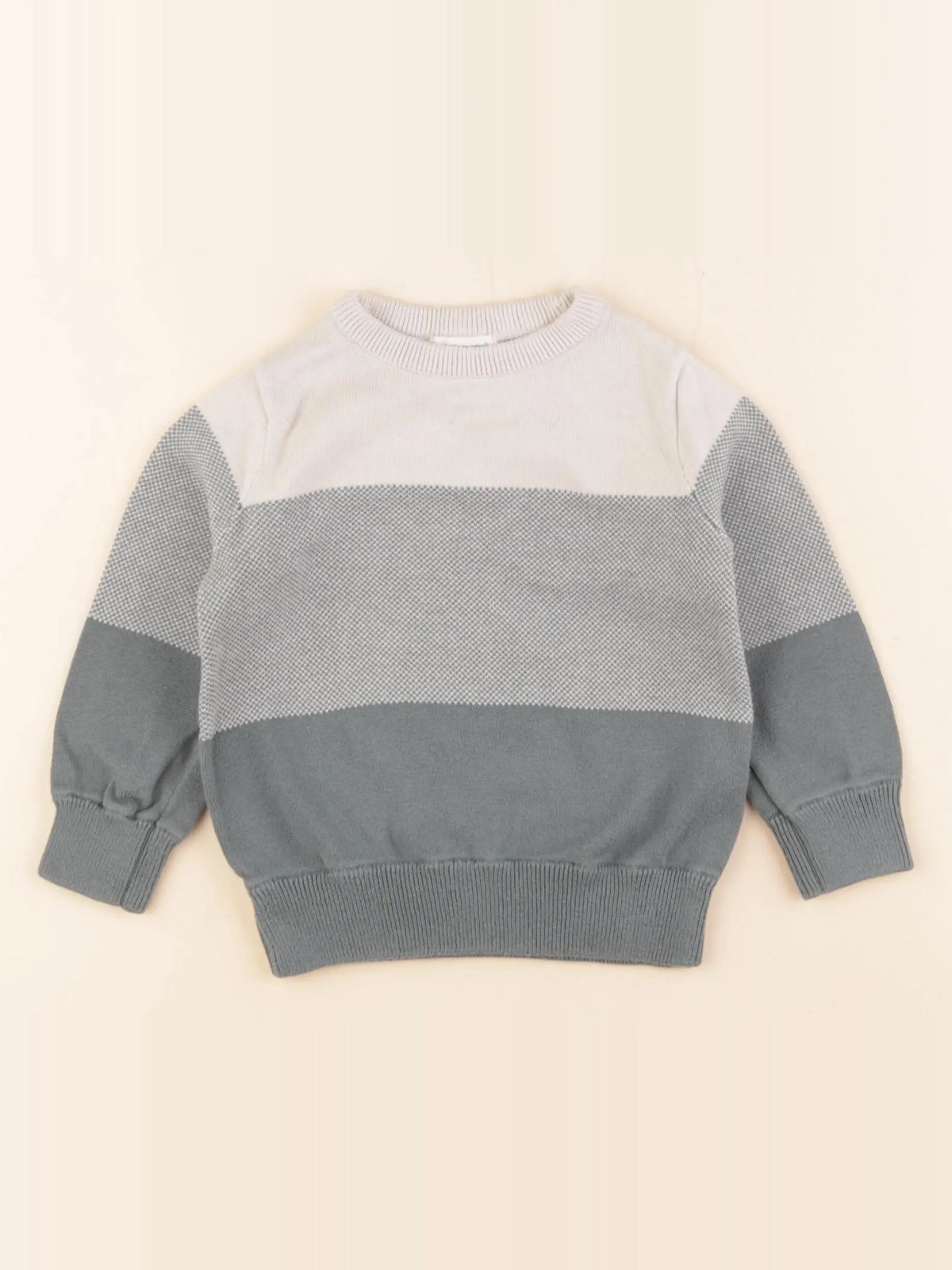 Vertbaudet - pull beige, vert - 2 ans