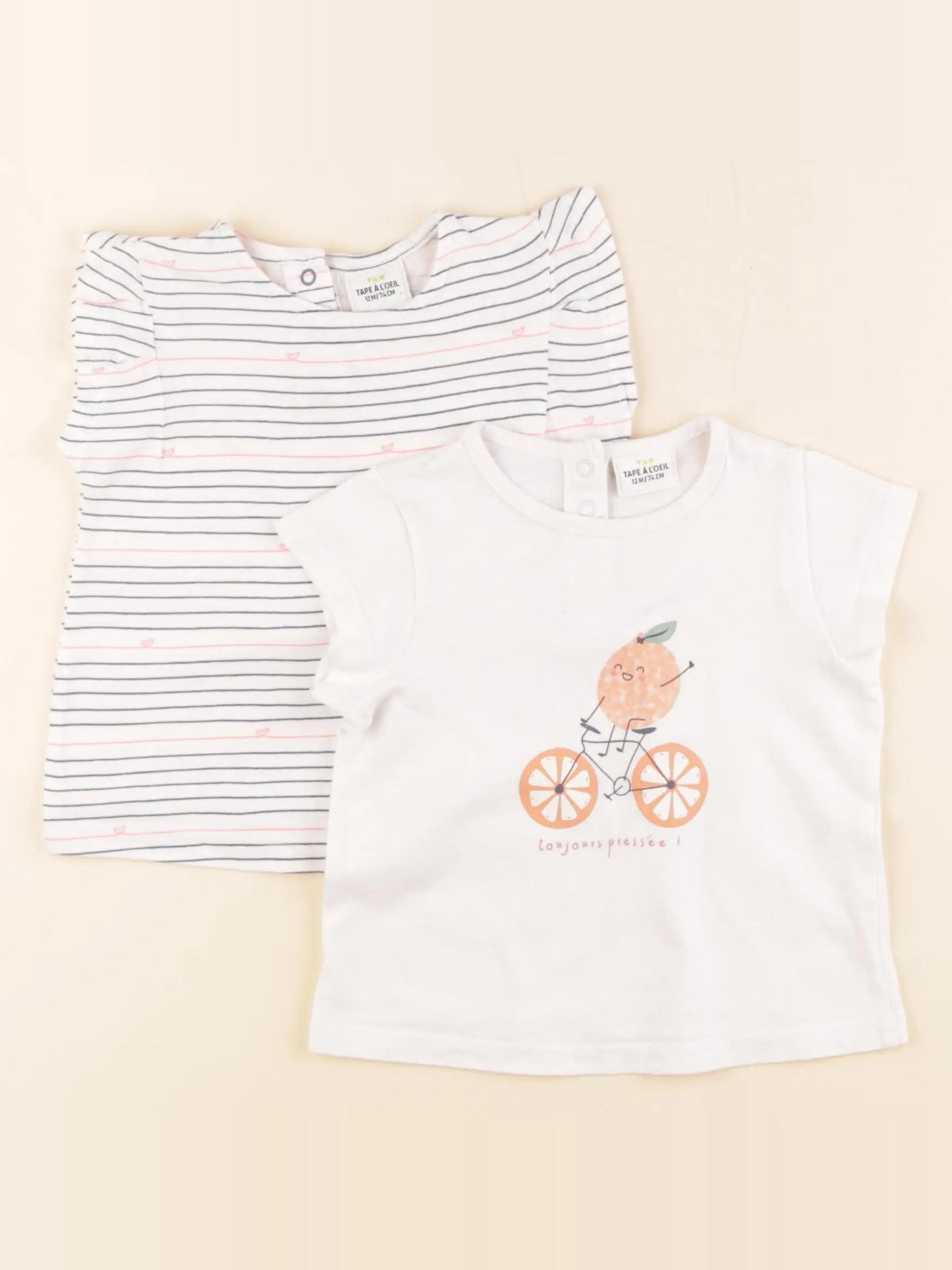 Tape à l'oeil - lot de 2 tee-shirts multicolore - 12 mois