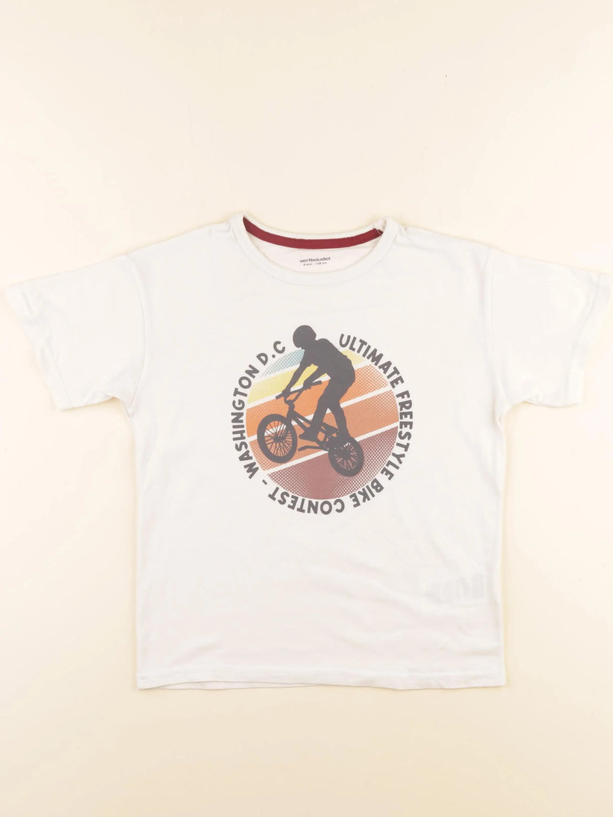 Vertbaudet - tee-shirt beige - 8 ans