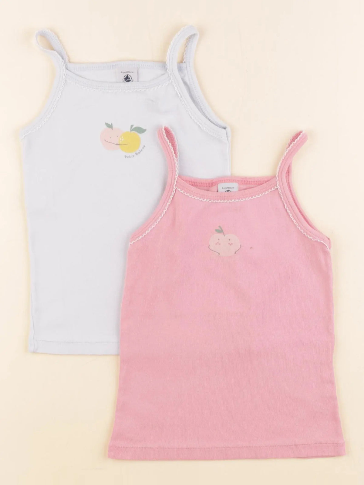 Petit Bateau - lot de 2 maillots de corps bleu, rose - 4 ans