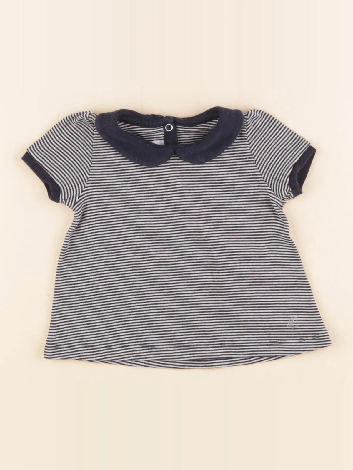 Petit Bateau - tee-shirt blanc, bleu - 6 mois
