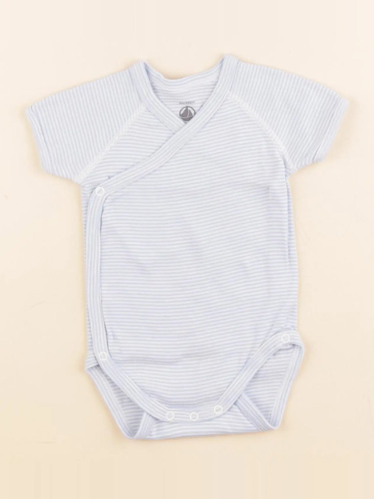 Petit Bateau - body blanc, bleu - 3 mois