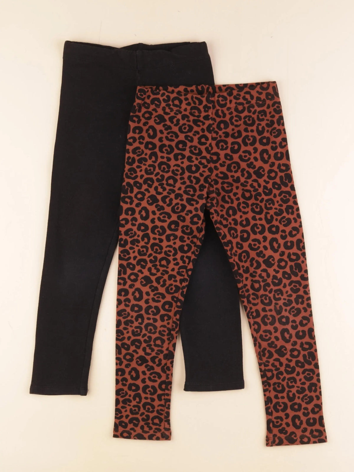 H&M - lot de 2 leggings noir, marron - 5/6 ans