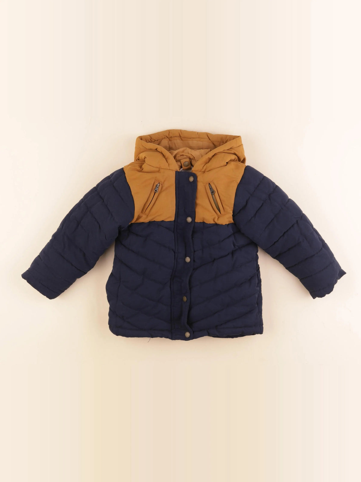 Vertbaudet - manteau doublure amovible bleu, marron - 3 ans
