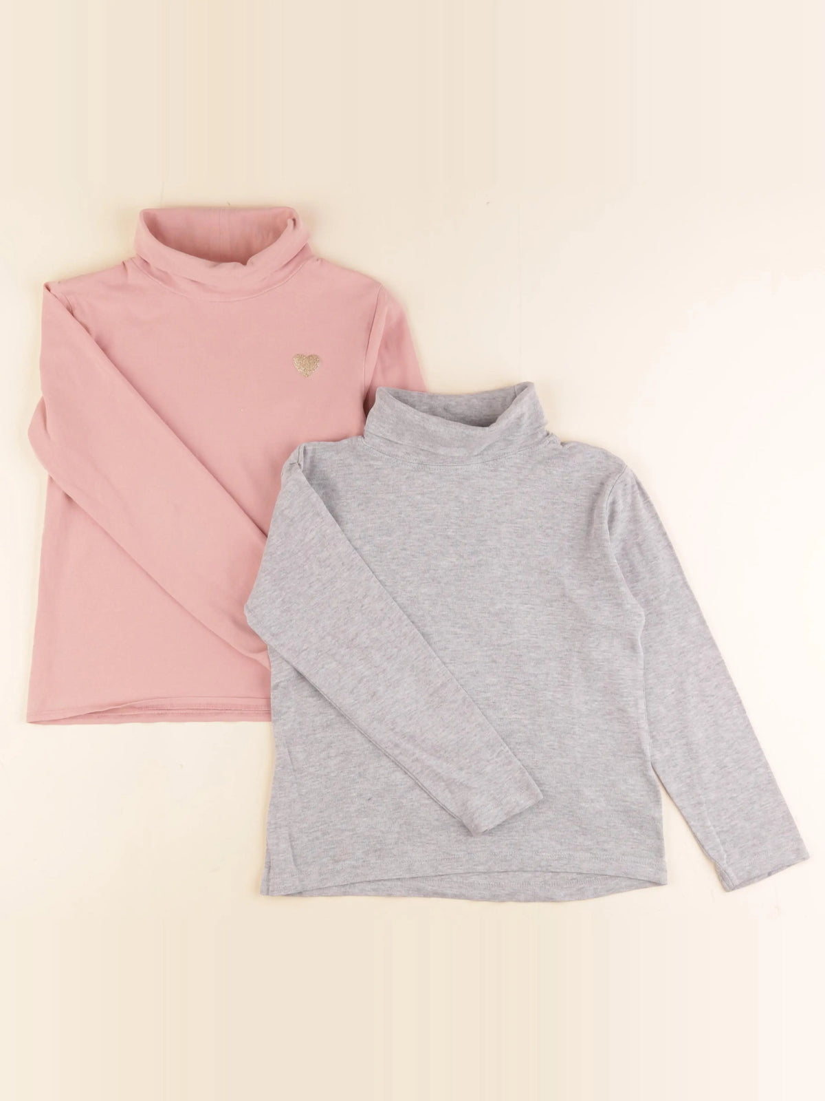 Vertbaudet - lot de 2 sous-pulls gris, rose - 8 ans