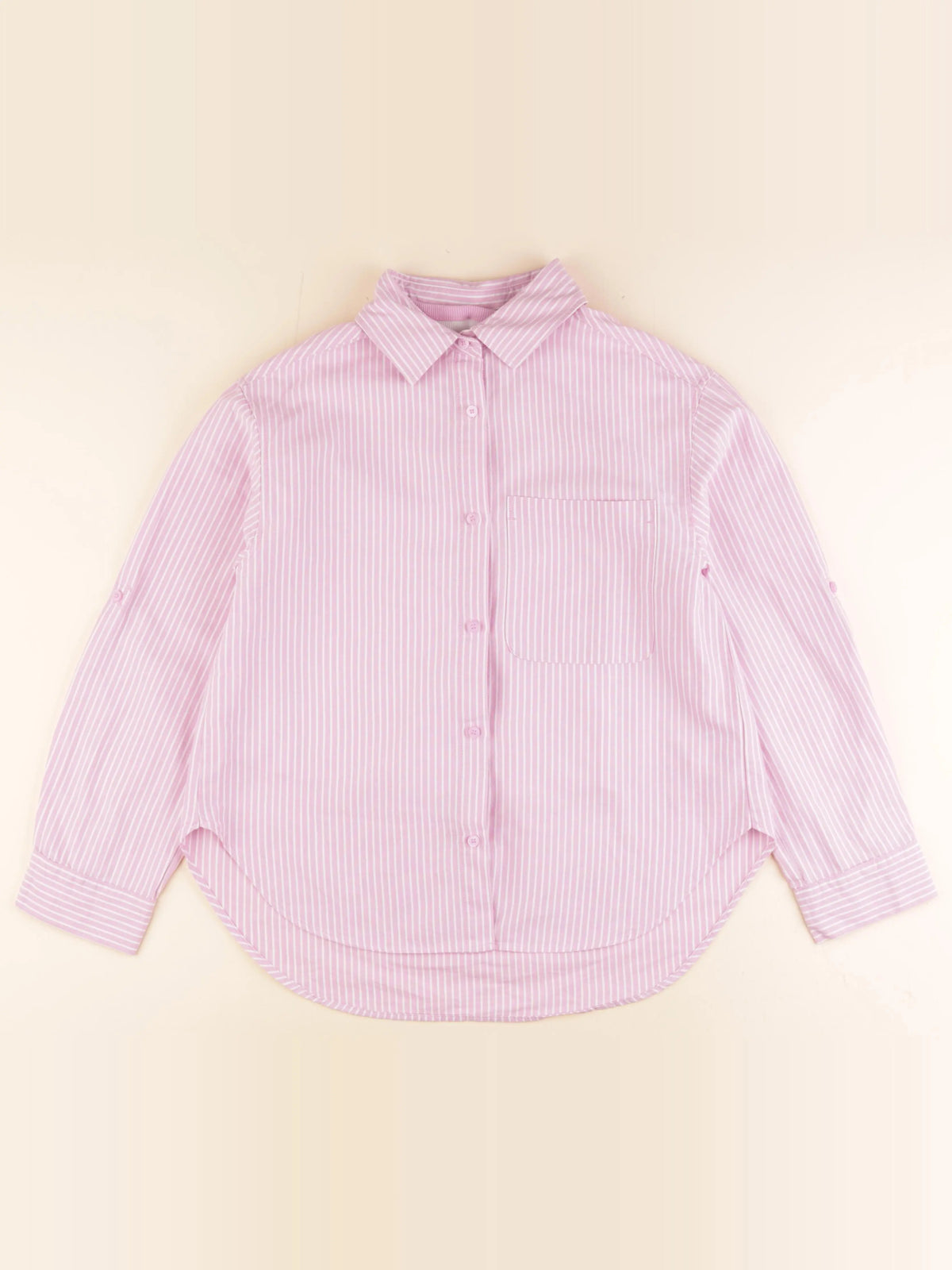 Zara - chemise et tee-shirt rose, blanc - 12/13 ans