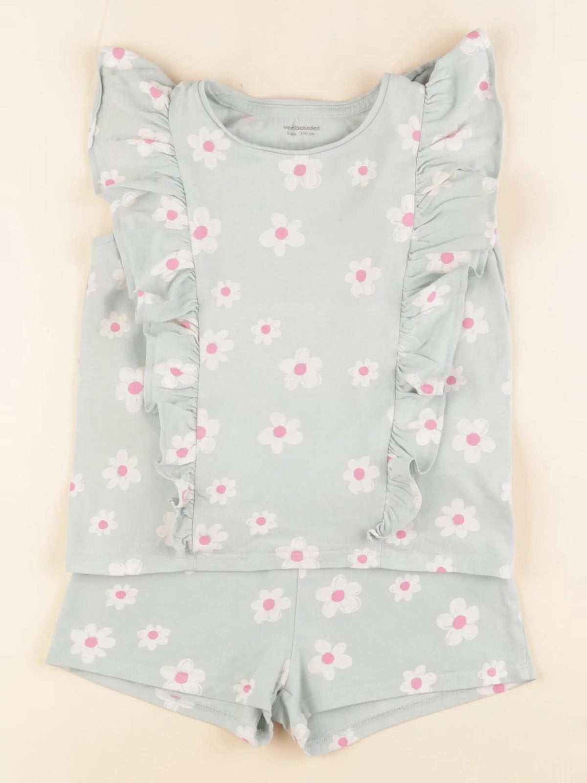 Vertbaudet - pyjama coton vert, rose - 5 ans