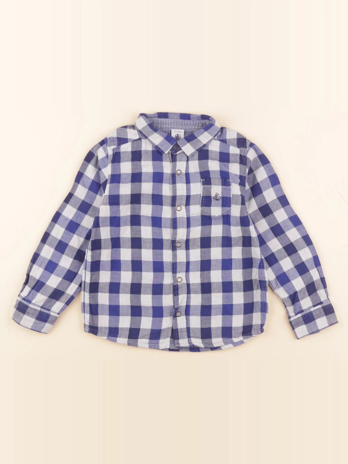 Petit Bateau - chemise bleu - 5 ans