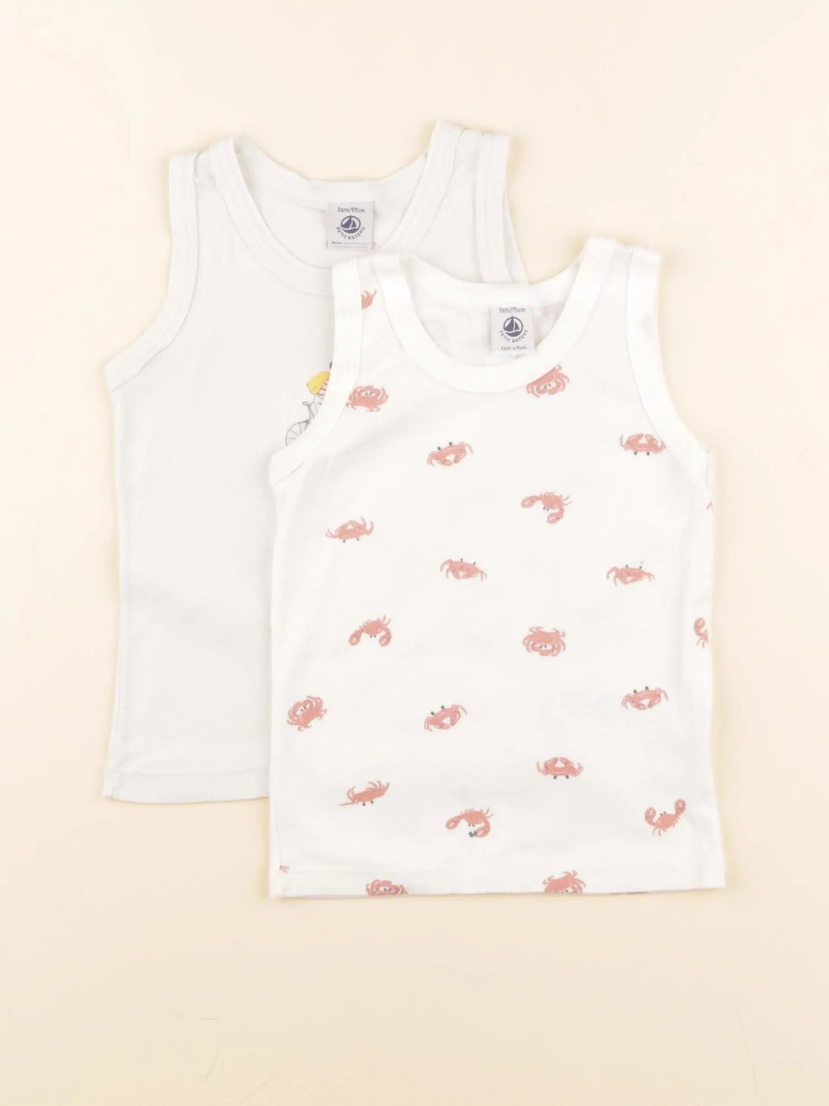 Petit Bateau - lot de 2 maillots de corps blanc - 3 ans