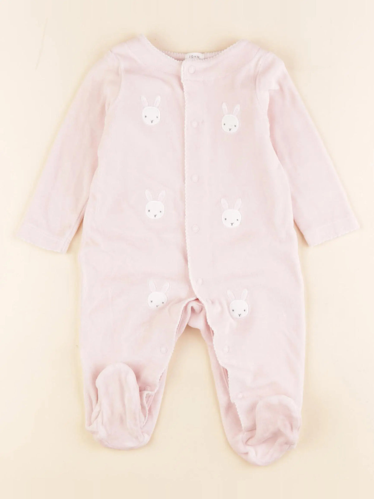 John Lewis - pyjama velours rose - 3/6 mois