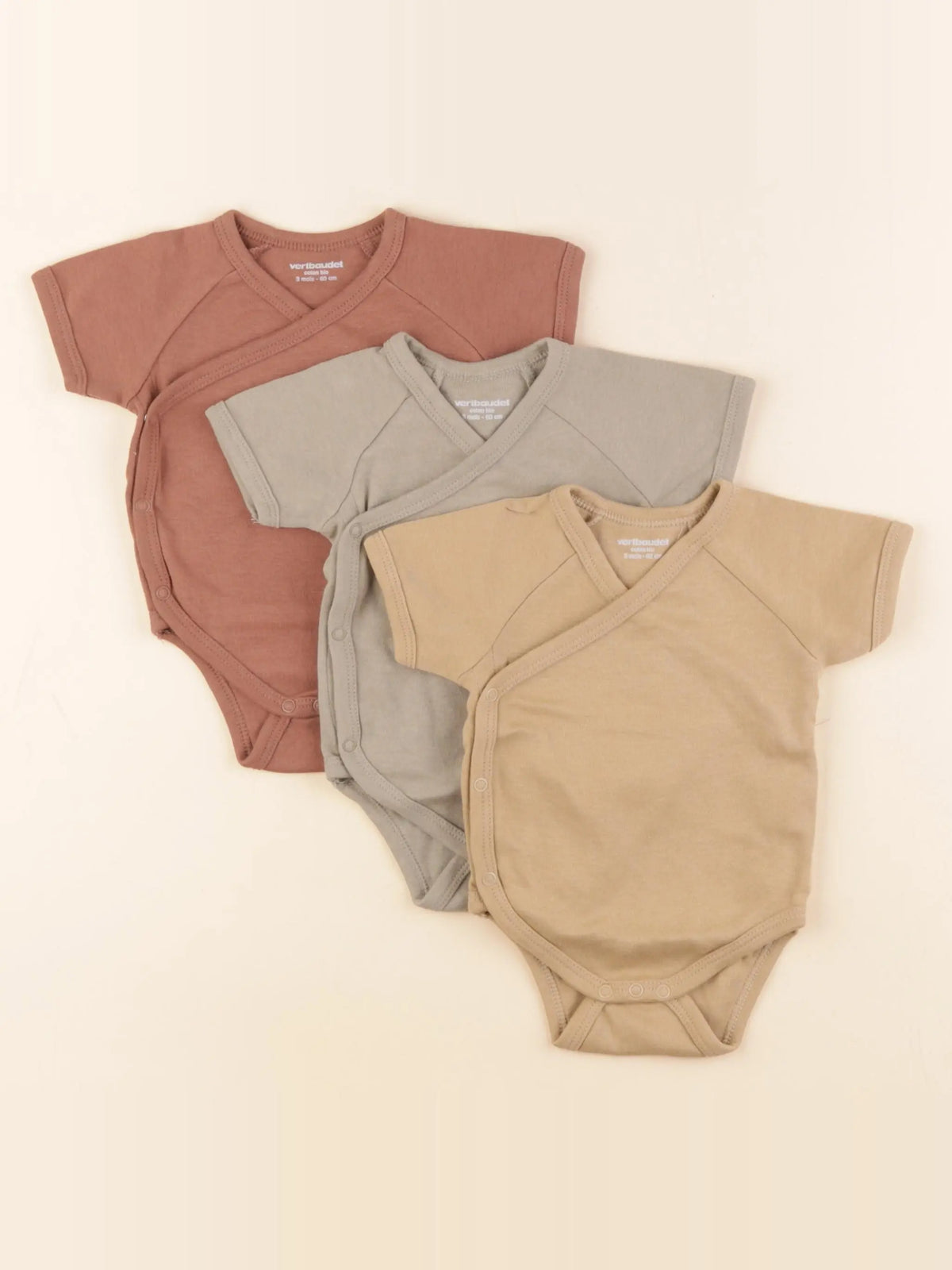 Vertbaudet - lot de 3 bodies en coton multicolore - 3 mois