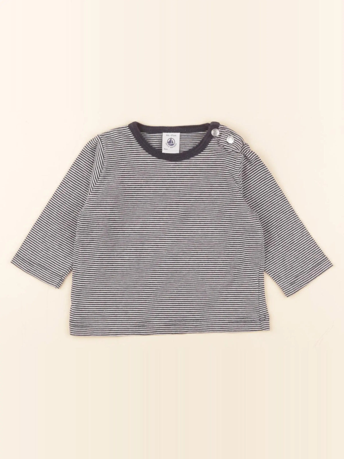 Petit Bateau - tee-shirt bleu - 6 mois