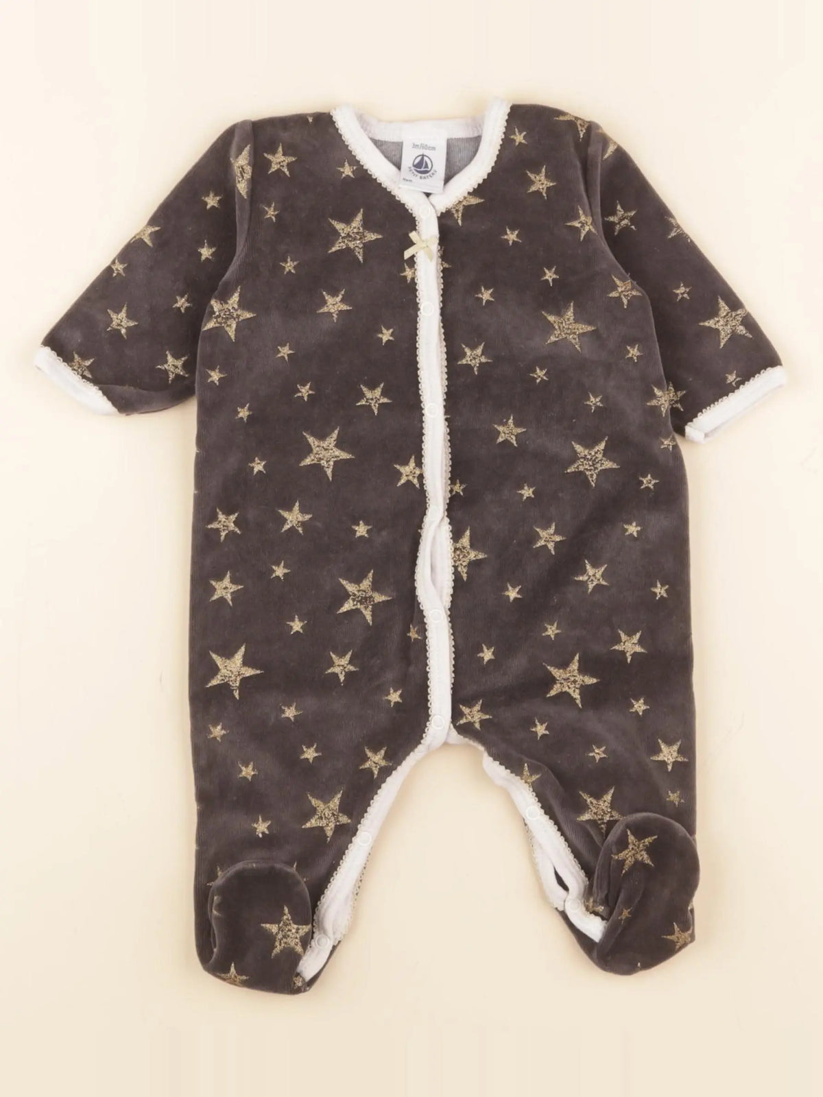 Petit Bateau - pyjama velours noir - 6 mois