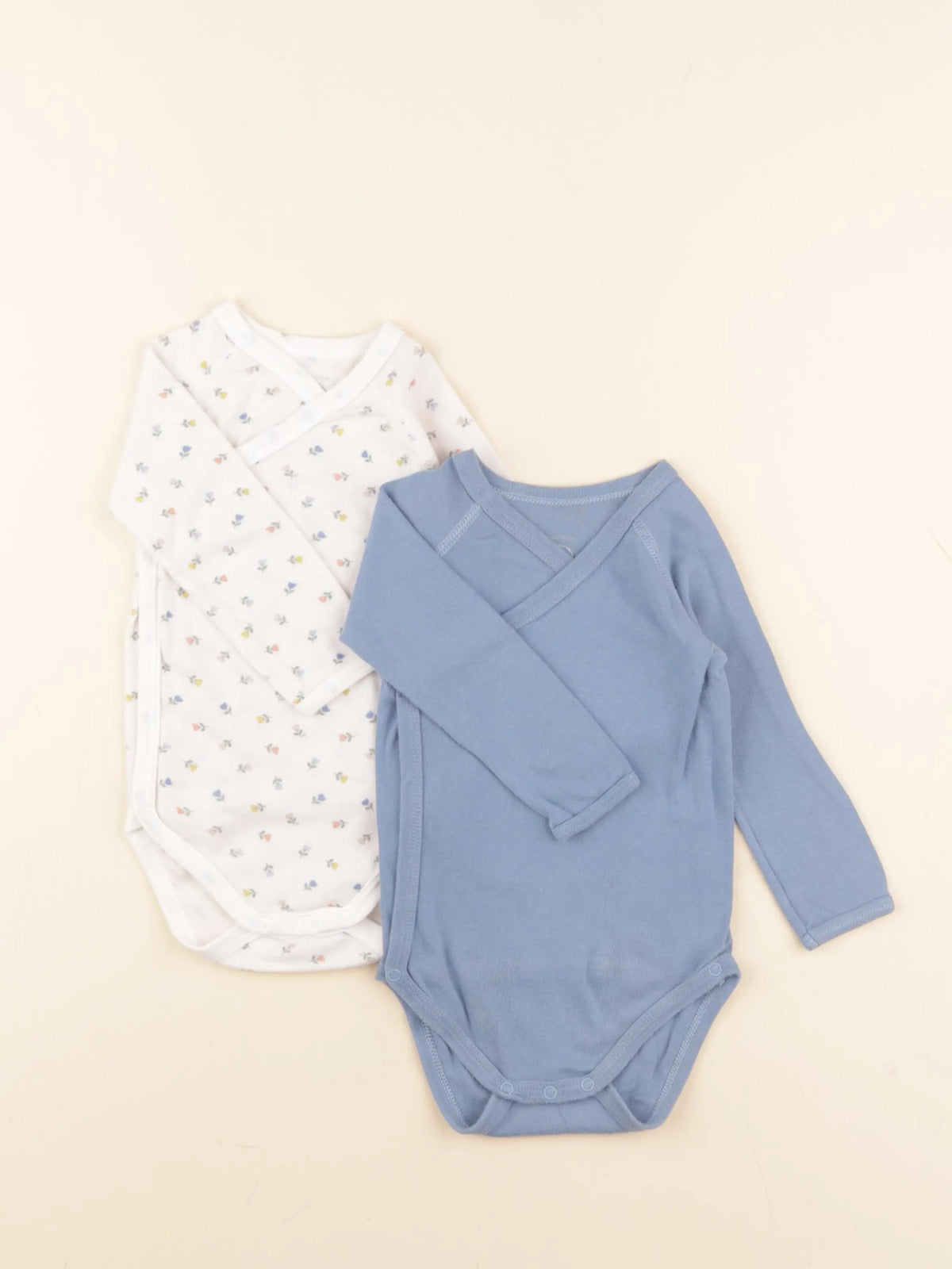 Petit Bateau - lot de 2 bodies en coton bleu, blanc - 12 mois