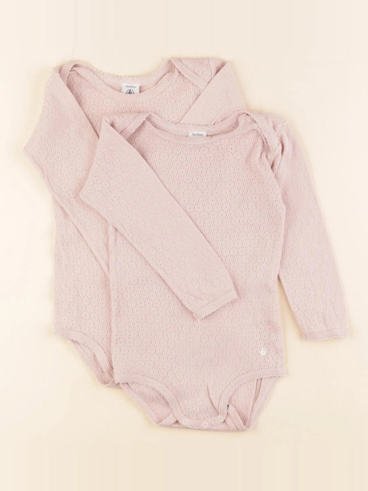 Petit Bateau - lot de 2 bodies en coton rose - 18 mois