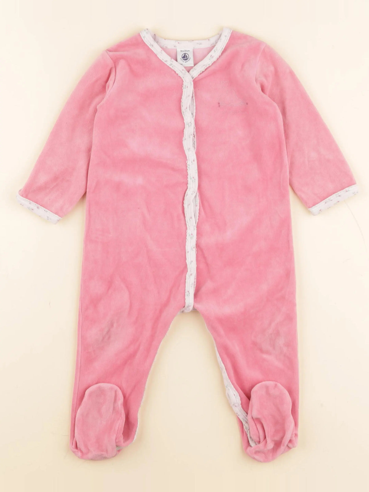 Petit Bateau - pyjama velours rose - 18 mois