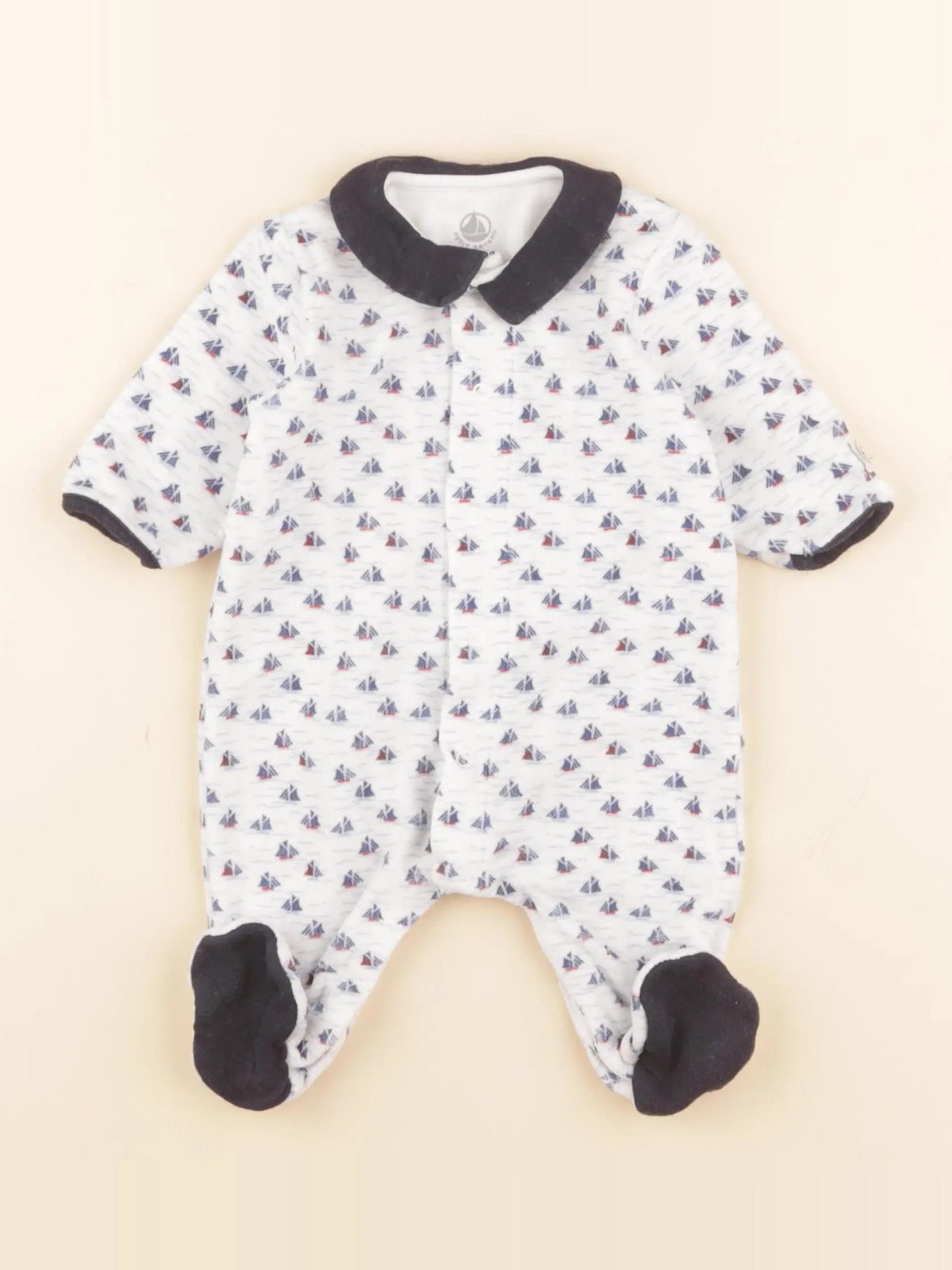Petit Bateau - pyjama velours blanc - 1 mois