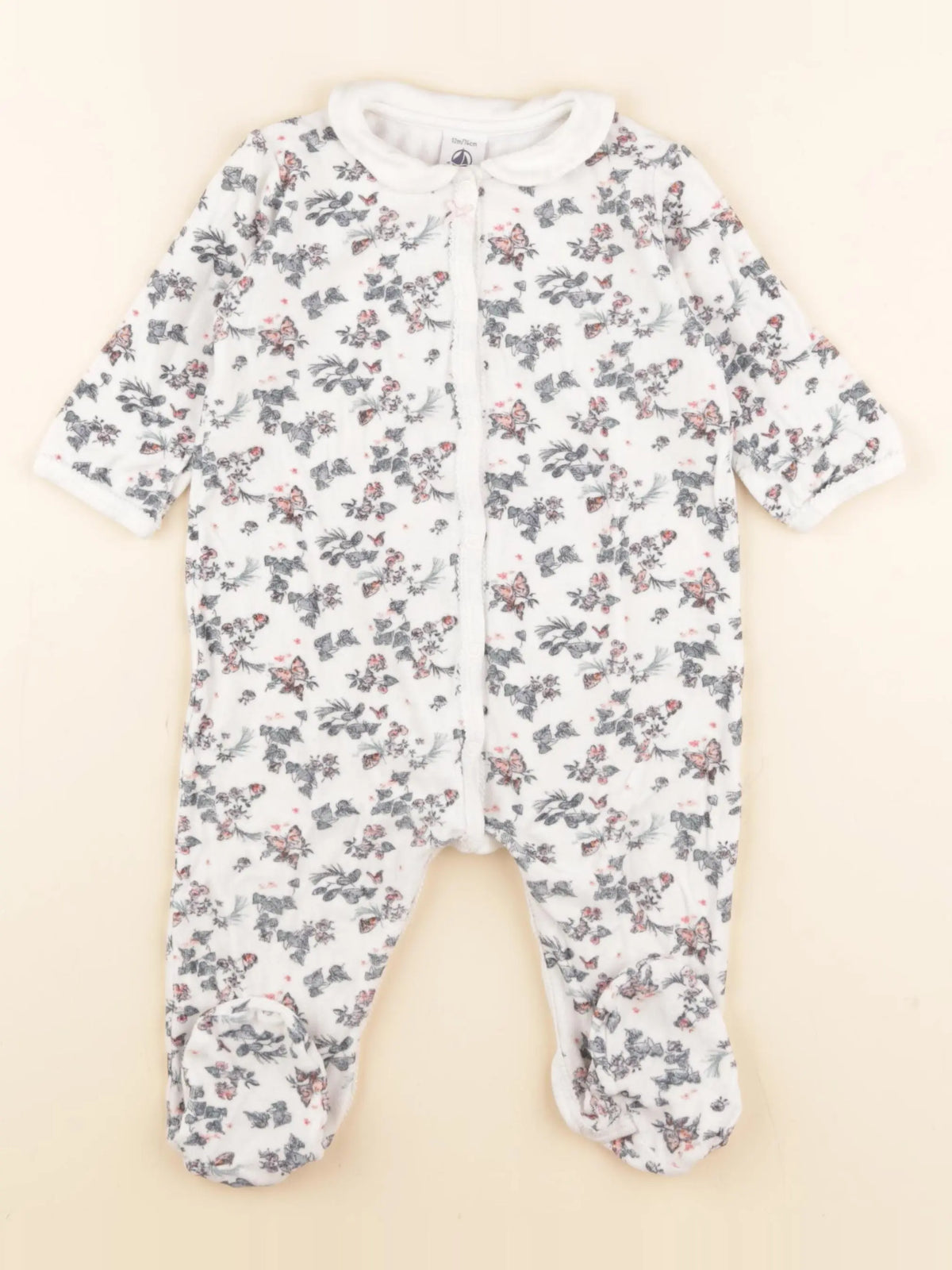 Petit Bateau - pyjama velours blanc - 12 mois