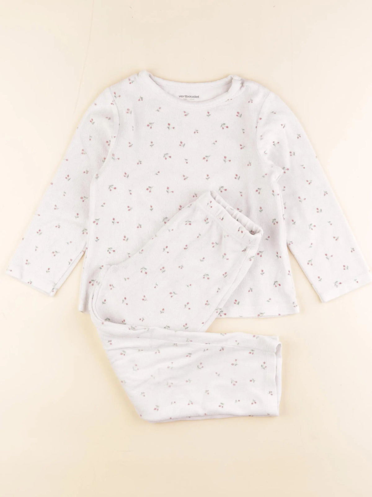 Vertbaudet - pyjama velours blanc - 5 ans