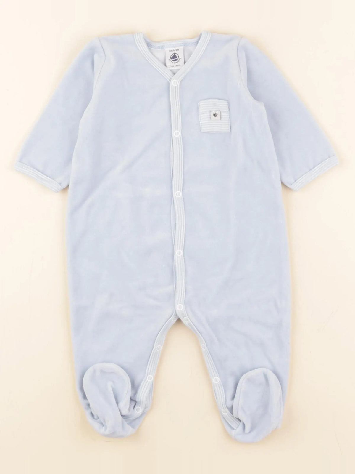 Petit Bateau - pyjama velours bleu - 6 mois