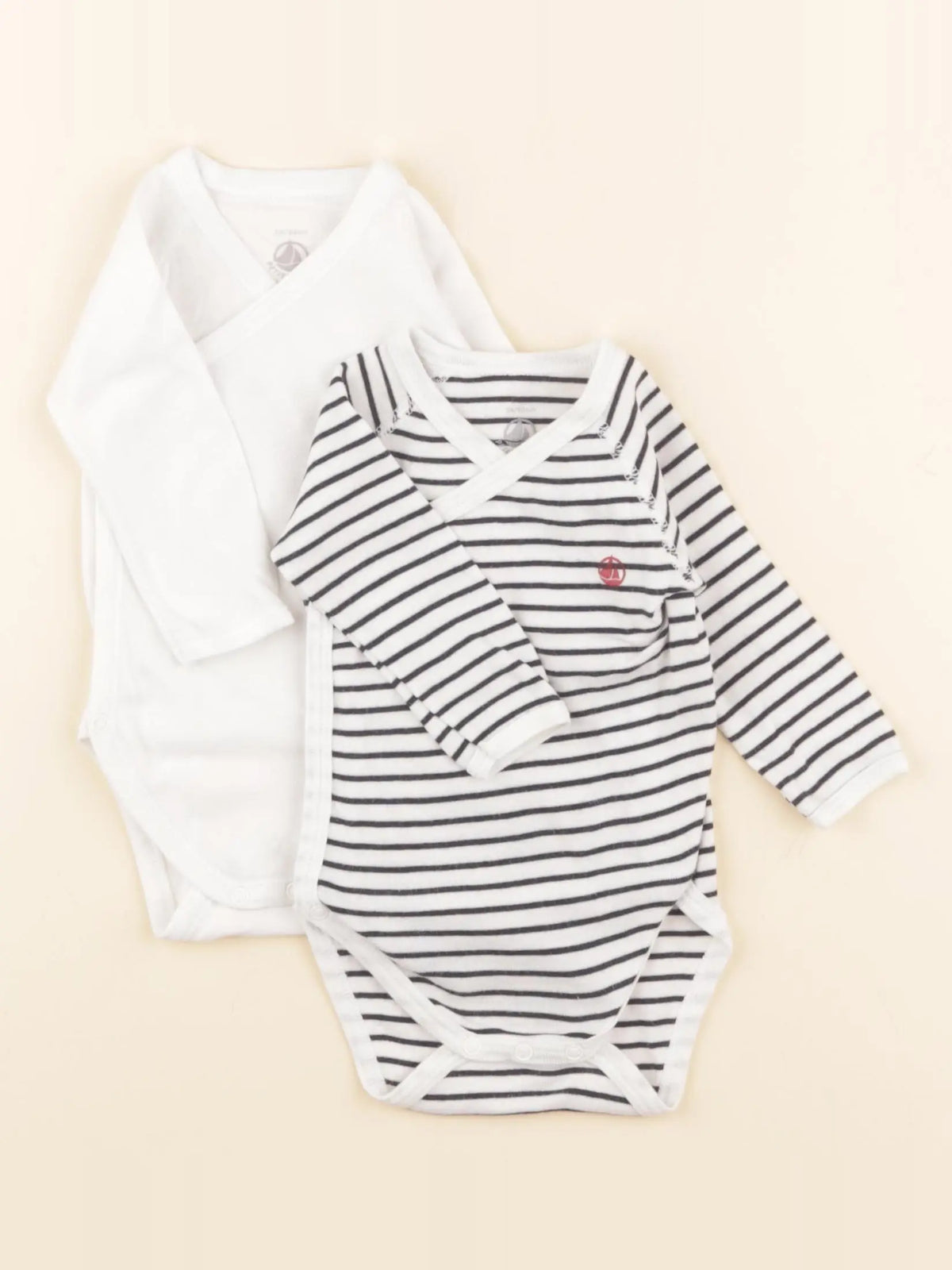 Petit Bateau - lot de 2 bodies en coton bleu, blanc - 3 mois