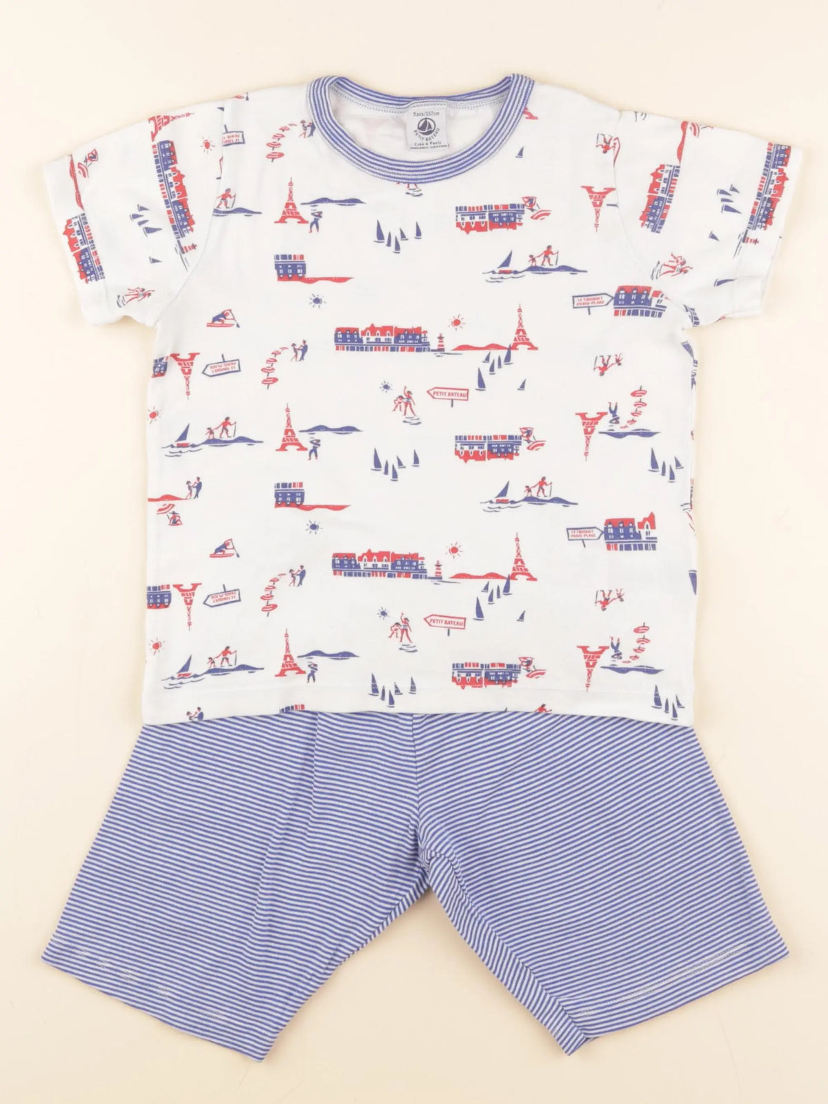 Petit Bateau - pyjama coton bleu - 5 ans