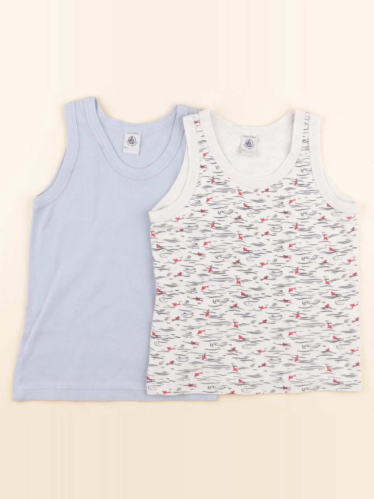 Petit Bateau - lot de 2 maillots de corps bleu - 5 ans