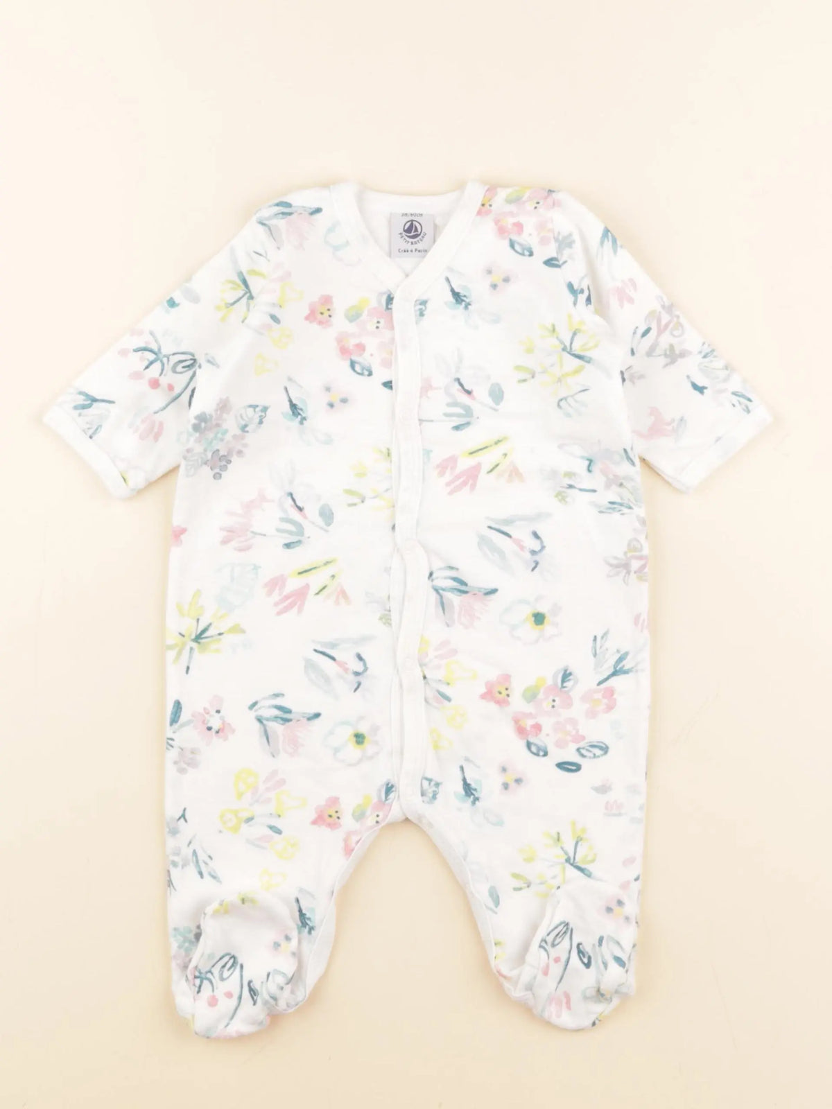 Petit Bateau - pyjama coton blanc, multicolore - 3 mois
