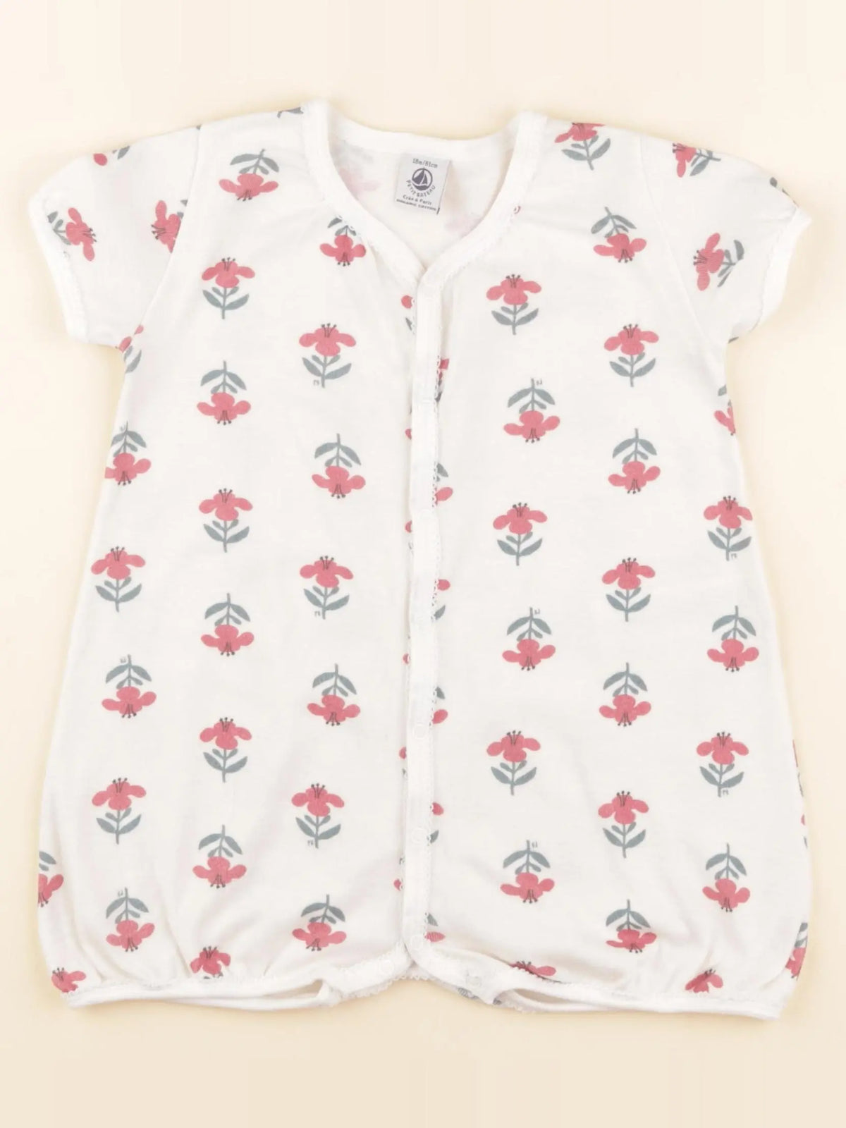Petit Bateau - pyjama coton beige, rose - 18 mois