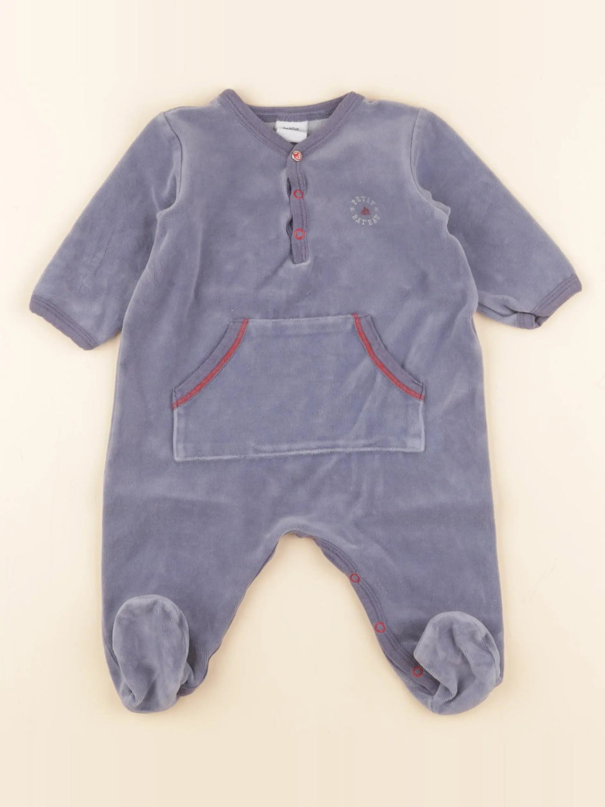 Petit Bateau - pyjama velours bleu - 6 mois