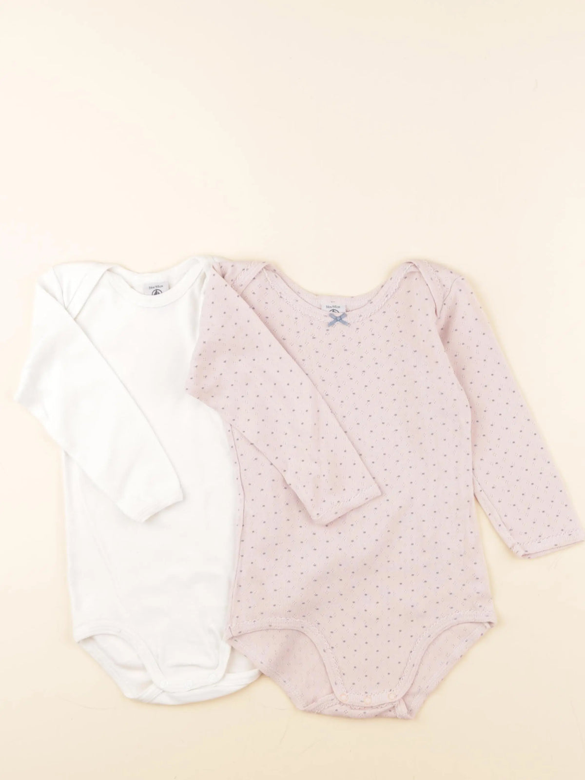 Petit Bateau - lot de 2 bodies en coton blanc, rose - 36 mois