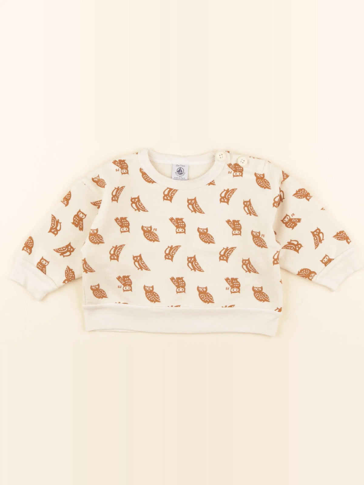 Petit Bateau - sweat beige, marron - 12 mois